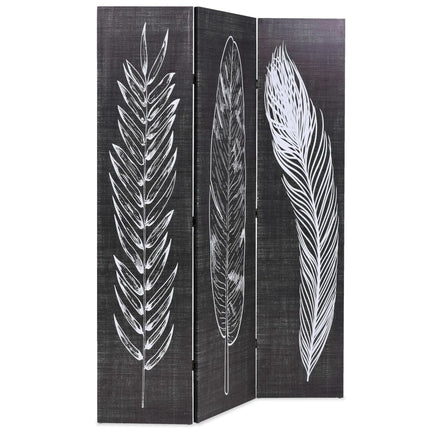 Cloison De Séparation Pliable Plumes Noir Et Blanc