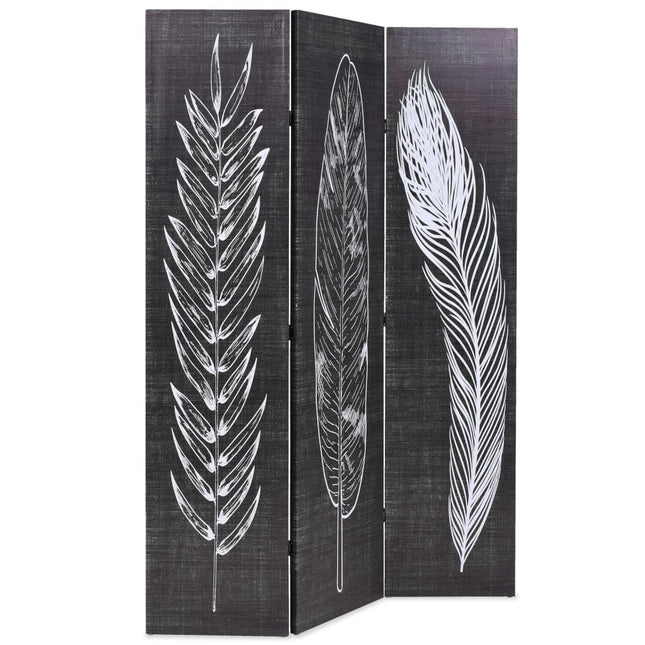 Cloison De Séparation Pliable Plumes Noir Et Blanc