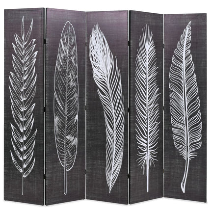 Cloison De Séparation Pliable Plumes Noir Et Blanc