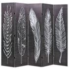 Cloison De Séparation Pliable Plumes Noir Et Blanc