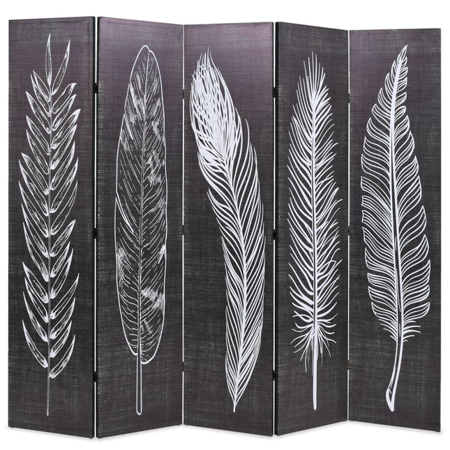 Cloison De Séparation Pliable Plumes Noir Et Blanc
