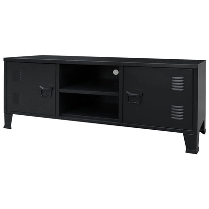 Meuble Tv Métal Style Industriel 120 X 35 X 48 Cm Noir