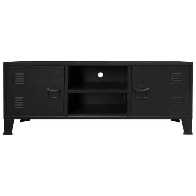 Meuble Tv Métal Style Industriel 120 X 35 X 48 Cm Noir