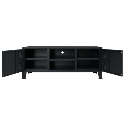 Meuble Tv Métal Style Industriel 120 X 35 X 48 Cm Noir