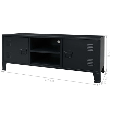 Meuble Tv Métal Style Industriel 120 X 35 X 48 Cm Noir