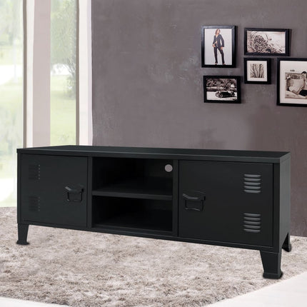 Meuble Tv Métal Style Industriel 120 X 35 X 48 Cm Noir