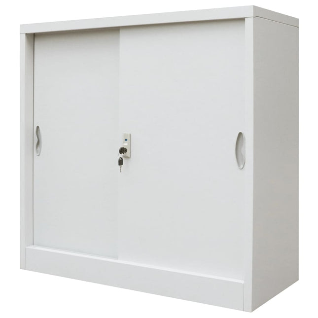Armoire De Bureau Avec Porte Coulissante Métal 90X40X90 Cm Gris