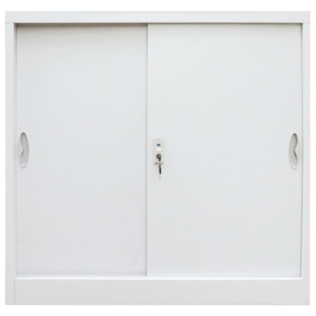 Armoire De Bureau Avec Porte Coulissante Métal 90X40X90 Cm Gris