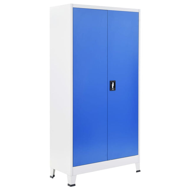 Armoire De Bureau Métal Gris Et Bleu