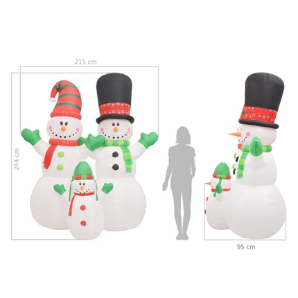 Bonhomme De Neige Gonflable Famille Père Noël Led Ip44 240 Cm