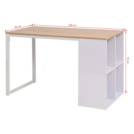 Table D'écriture 120X60X75 Cm Chêne Et Blanc