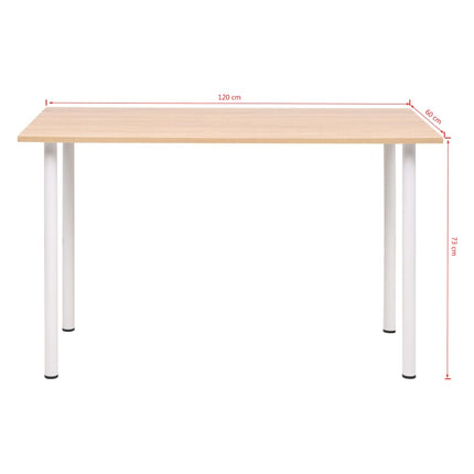 Table À Manger 120X60X73 Cm Chêne Et Blanc