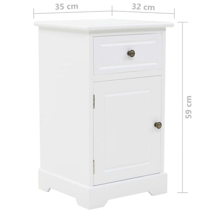 Table De Chevet Mdf Et Bois De Pin 35X32X59 Cm