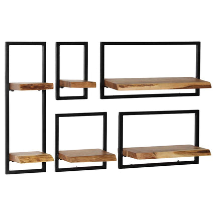 Set D'étagères Murales 5 Pcs Bois D'acacia Massif Et Acier