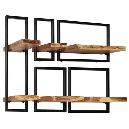 Set D'étagères Murales 5 Pcs Bois D'acacia Massif Et Acier