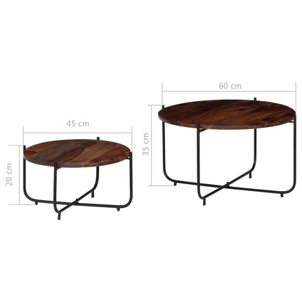 Ensemble De Table Basse 2 Pcs Bois Massif 60X35 Cm