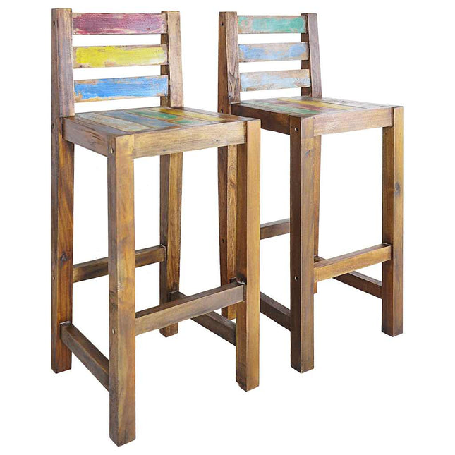 Tabourets De Bar Lot De 2 Bois Massif De Récupération