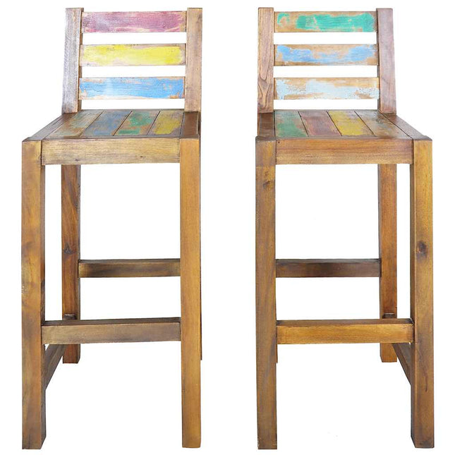 Tabourets De Bar Lot De 2 Bois Massif De Récupération