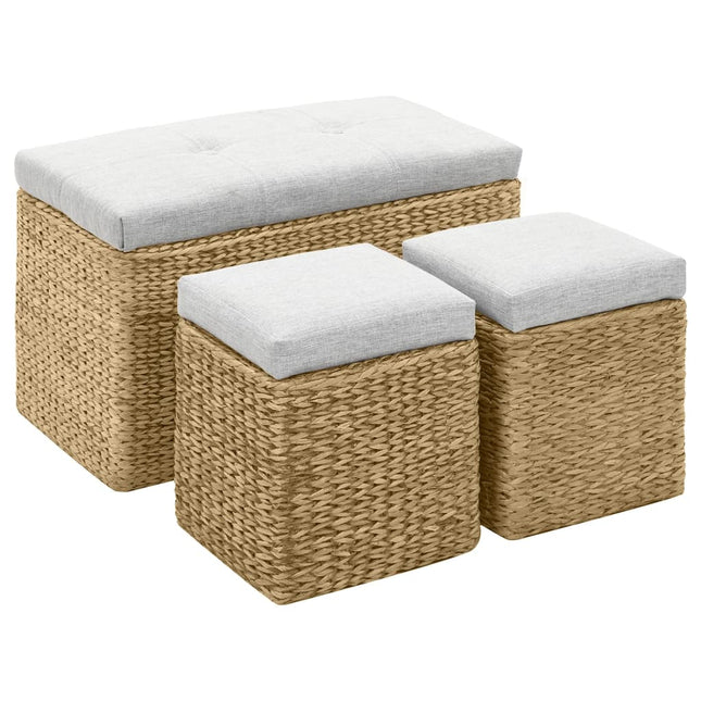Banc Avec 2 Poufs Jacinthe D'eau