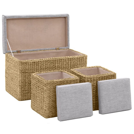 Banc Avec 2 Poufs Jacinthe D'eau