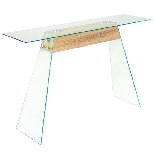 Table Console Mdf Et Verre 120 X 30 X 76 Cm Couleur De Chêne Argent