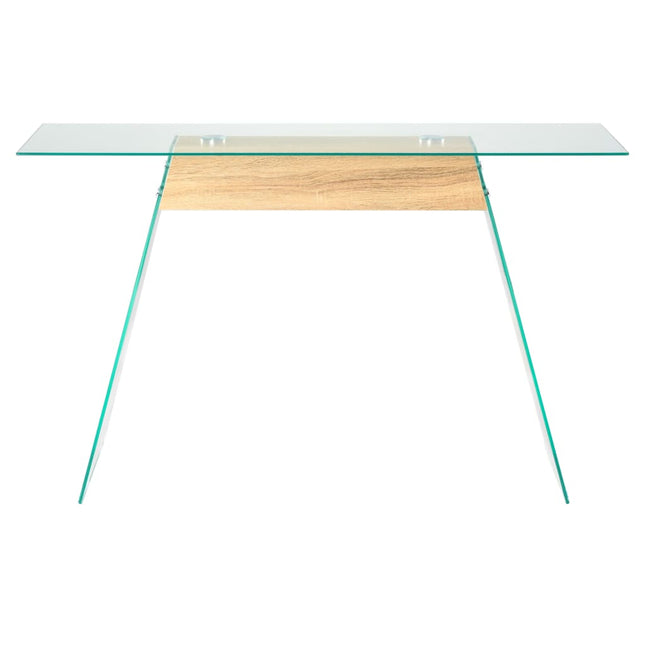 Table Console Mdf Et Verre 120 X 30 X 76 Cm Couleur De Chêne Argent