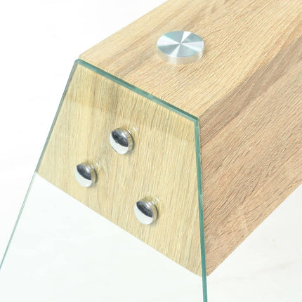 Table Console Mdf Et Verre 120 X 30 X 76 Cm Couleur De Chêne Argent