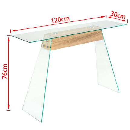 Table Console Mdf Et Verre 120 X 30 X 76 Cm Couleur De Chêne Argent