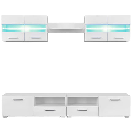 Ensemble Meuble Mural Tv 5 Pcs Lumières Led Haute Brillance