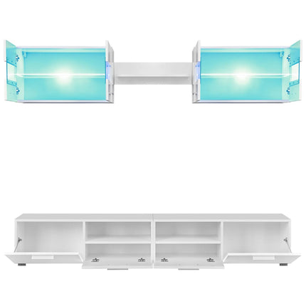 Ensemble Meuble Mural Tv 5 Pcs Lumières Led Haute Brillance