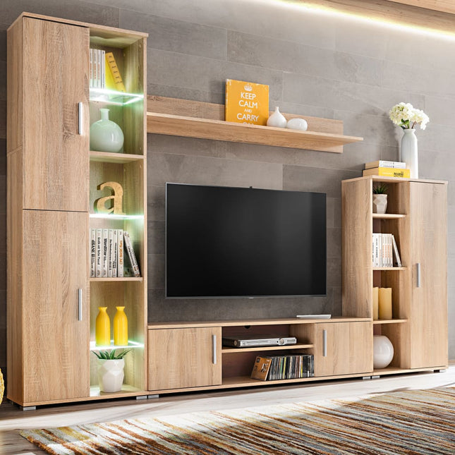 Unité Murale Tv Avec Lumières Led Sonoma