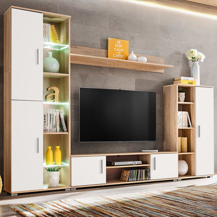 Unité Murale Tv Avec Lumières Led Sonoma