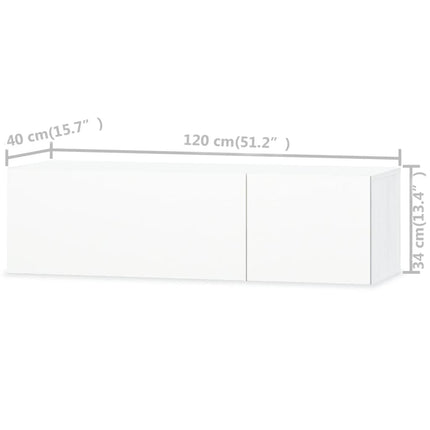 Meubles Tv 2 Pcs Bois D’ingénierie 120X40X34 Cm Brillant