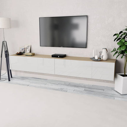 Meubles Tv 2 Pcs Bois D’ingénierie 120X40X34 Cm Brillant