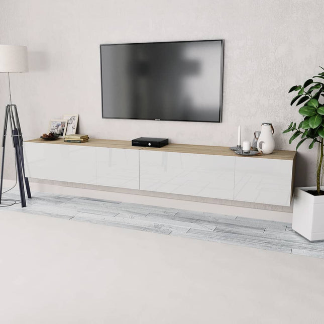 Meubles Tv 2 Pcs Bois D’ingénierie 120X40X34 Cm Brillant