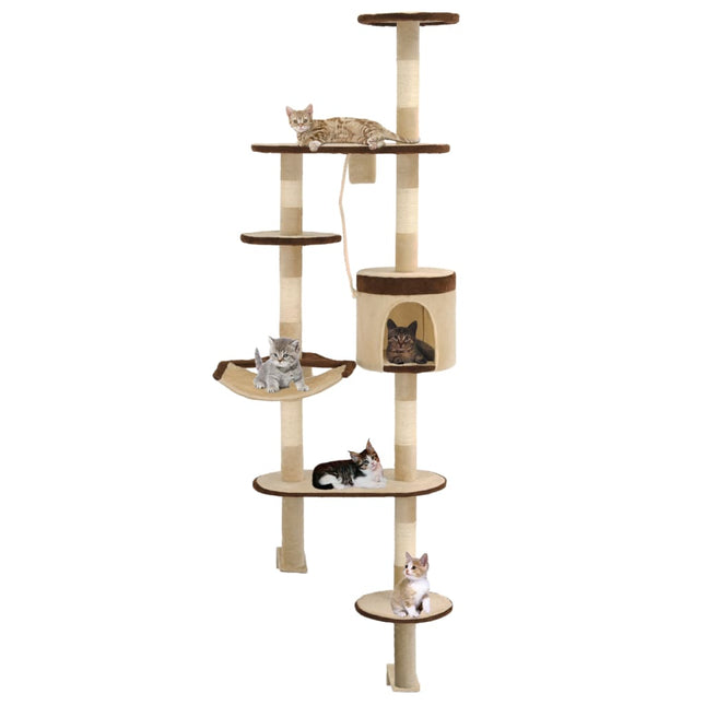 Arbre À Chat Avec Griffoirs En Sisal Montage Mural 194 Cm