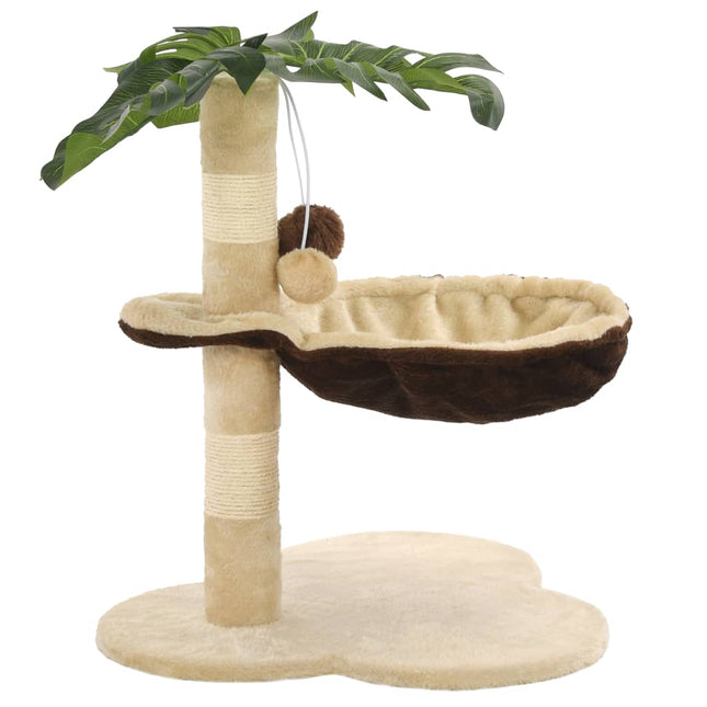 Arbre À Chat Avec Griffoir En Sisal 50 Cm Beige Et Marron