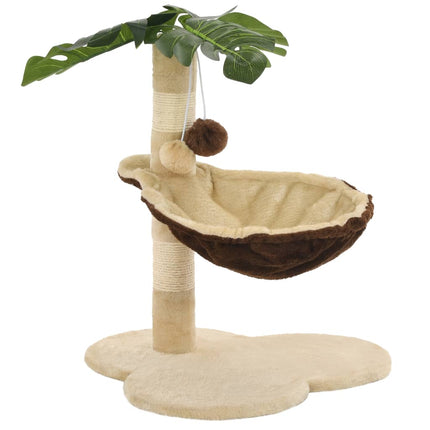 Arbre À Chat Avec Griffoir En Sisal 50 Cm Beige Et Marron