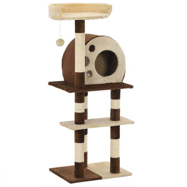 Arbre À Chat Avec Griffoirs En Sisal 127 Cm Beige Et Marron Taupe