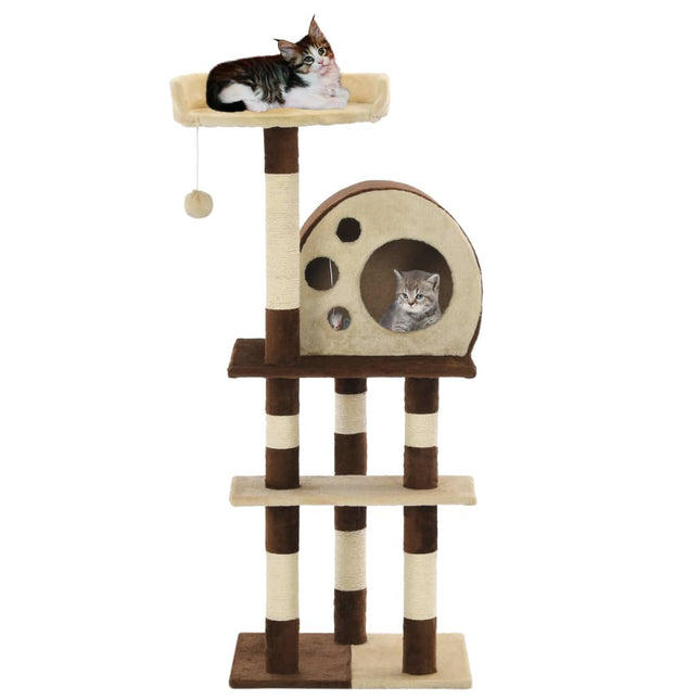 Arbre À Chat Avec Griffoirs En Sisal 127 Cm Beige Et Marron Taupe