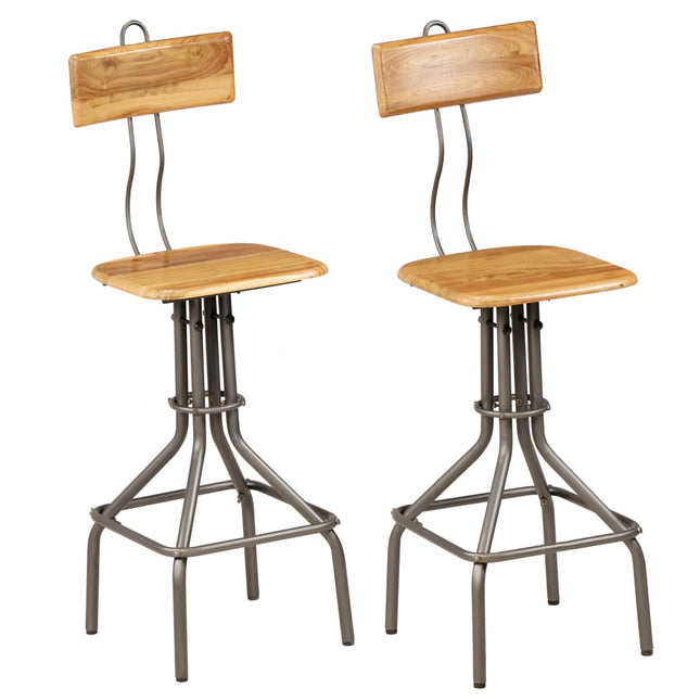 Chaises De Bar Lot De 2 Teck Massif De Récupération