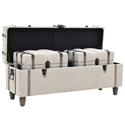 Ensemble De Bancs De Rangement 3 Pcs Bois Massif Et Acier