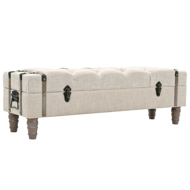 Banc De Rangement Bois Massif Et Acier 111X34X37 Cm