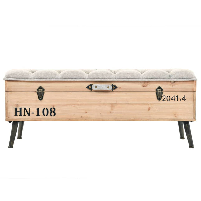 Banc De Rangement Bois Massif Et Mdf 120 X 40 X 50 Cm