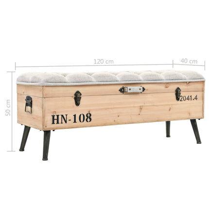 Banc De Rangement Bois Massif Et Mdf 120 X 40 X 50 Cm