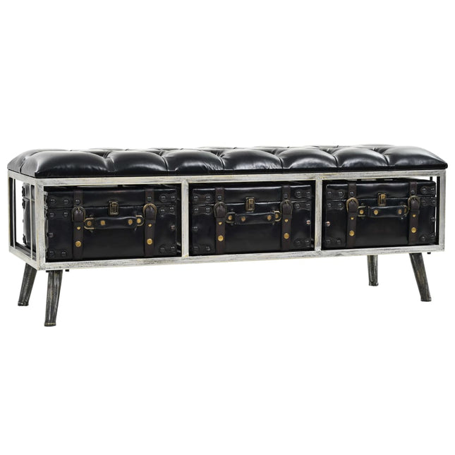 Banc De Rangement Mdf Et Cuir Artificiel 120 X 41 X 46,5 Cm