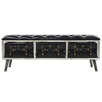 Banc De Rangement Mdf Et Cuir Artificiel 120 X 41 X 46,5 Cm