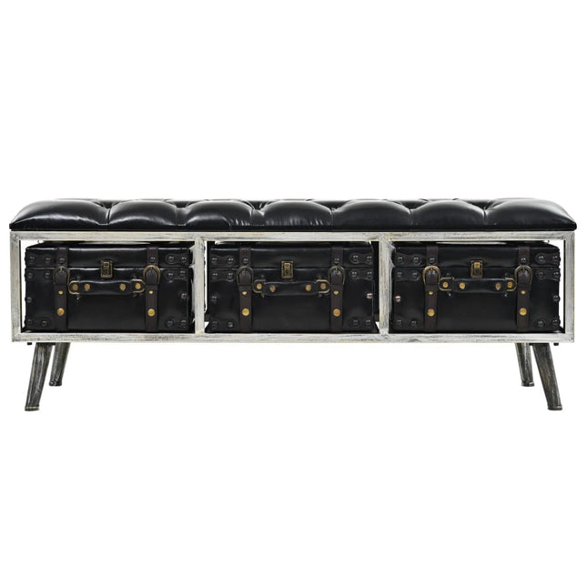 Banc De Rangement Mdf Et Cuir Artificiel 120 X 41 X 46,5 Cm