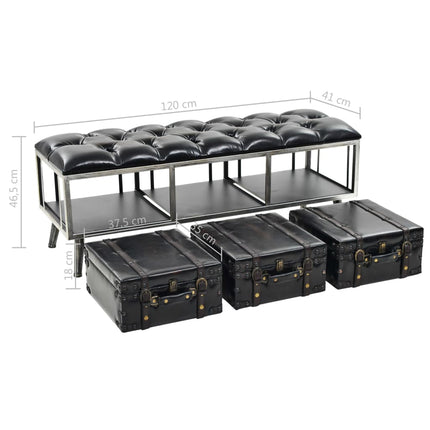 Banc De Rangement Mdf Et Cuir Artificiel 120 X 41 X 46,5 Cm