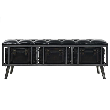 Banc De Rangement Mdf Et Cuir Artificiel 120 X 41 X 46,5 Cm